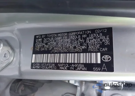 2012 Toyota Prius C One z USA, uszkodzony, nr VIN JTDKDTB39C1003953